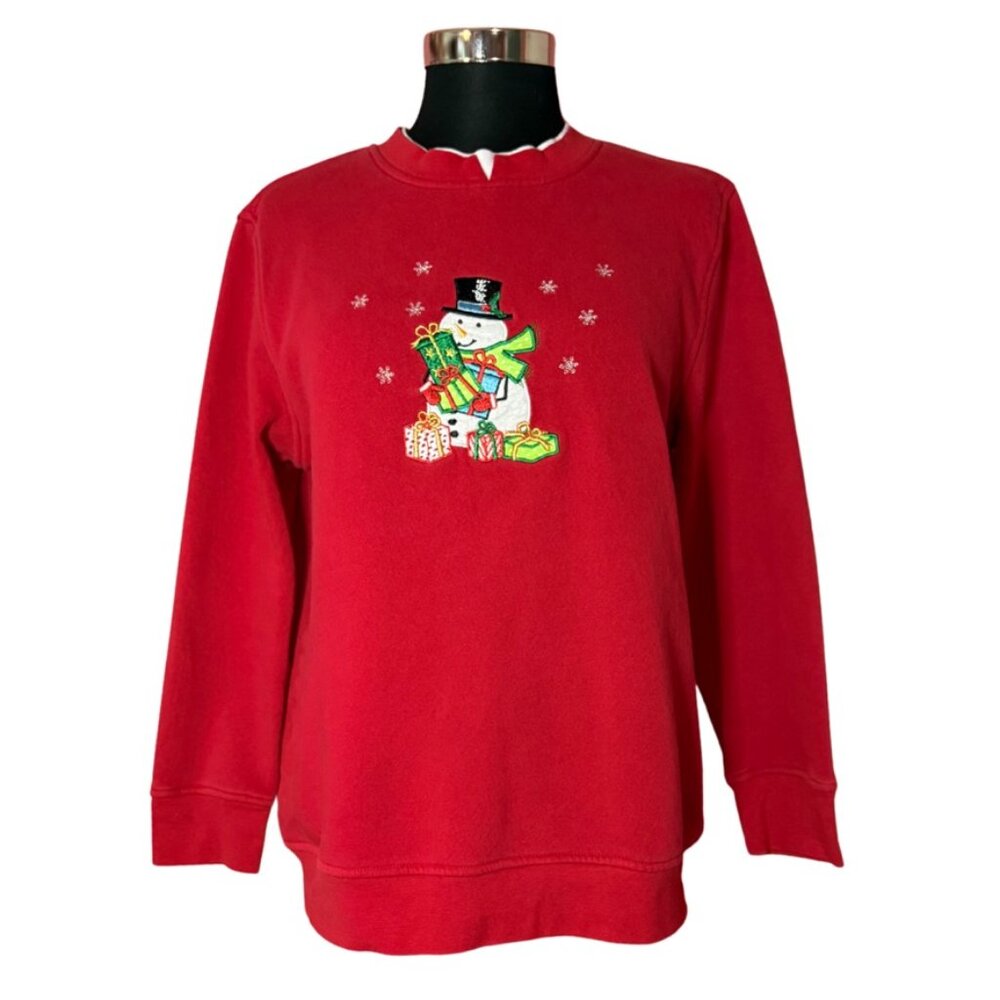 Vintage Speculation Christmas Snowman Crewneck Sweatshirt Women's PS
